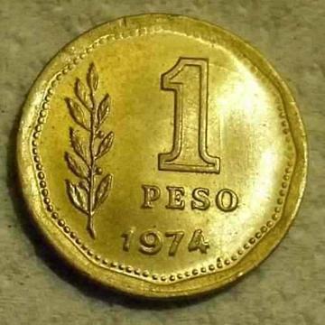 Moneda 1 peso ley 18.188 1974
