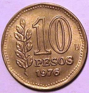 Moneda de 10 pesos ley 18.188 1976
