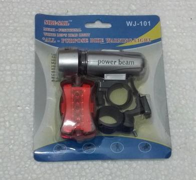 LUCES BICI DELANTERAS Y TRASERAS ARTICULO NUEVO 5 LEDS LUZ FIJA O INTERMITENTES ALTA LUMINOSIDAD $199