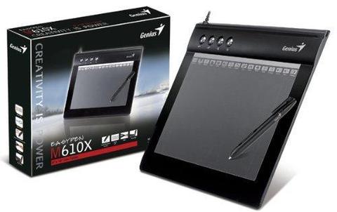 Genius EasyPen M610X, Tableta gráfica y bolígrafo, 6 x 10 pulgadas, 4000 LPI, color negro NUEVAS
