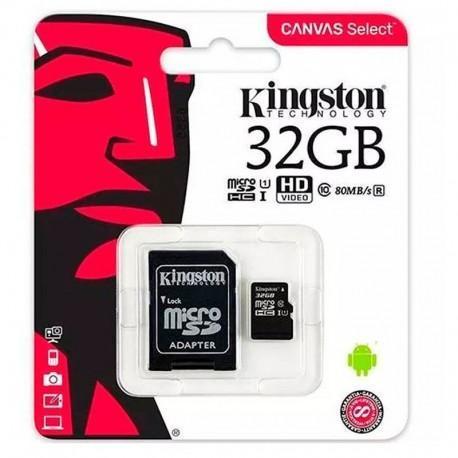 MEMORIA MICRO SD 32GB CLASE 10 CANVAS SELECT 80MB/S KINGSTON