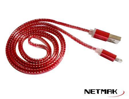 Cable usb lightning Iphone Rojo 8 pines 1 mts