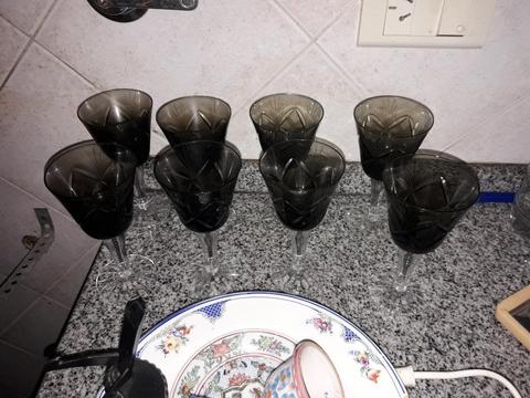 8 Copas Negras de Cristal