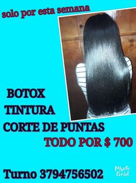 BOTOXTINTURACORTE DE PUNTAS= SUPER PROMO DE PELUQUERIA!